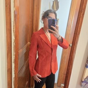 Vtg 70s Union made Count Romi Red Suede Blazer Jacket Size 10